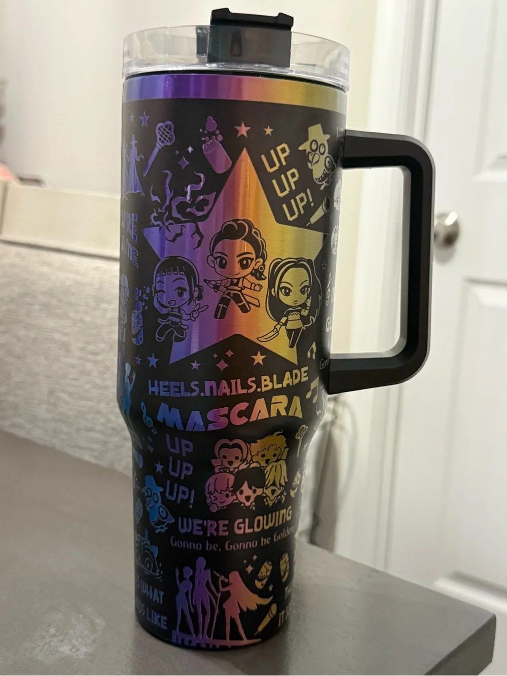 KPOP Demon Hunters Iridescent 40oz Tumbler – Laser Engraved Stainless Steel New